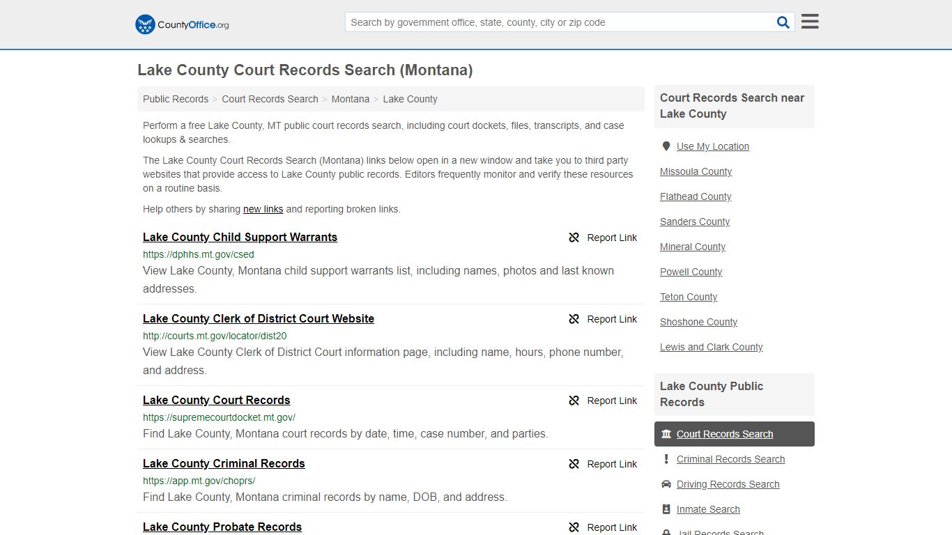 Lake County Court Records Search (Montana) - County Office